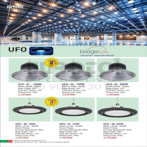 Đèn UFO Euroto UFO - 01, UFO - 02, UFO - 03, UFO - 06, UFO - 07, UFO - 08