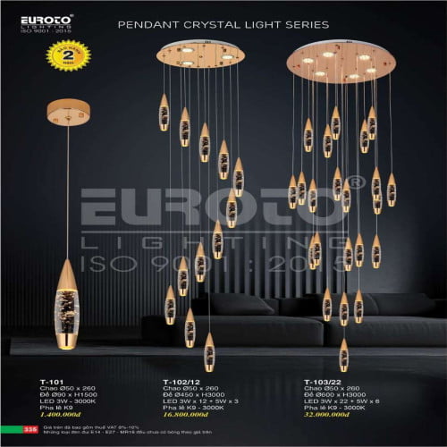 Đèn thả Euroto T-101, T-102/12, T-103/22