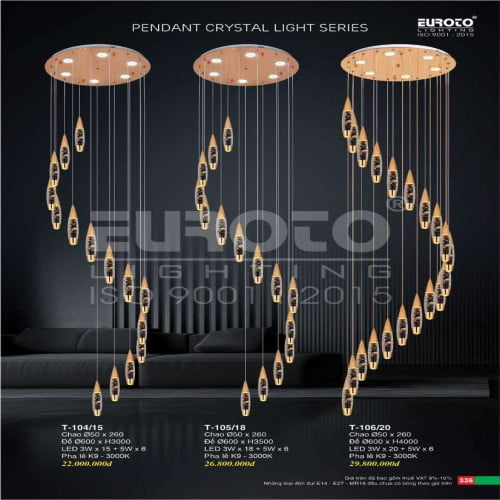 Đèn thả Euroto T-104/15, T-105/18, T-106/20