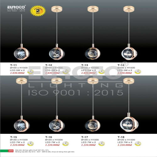 Đèn thả Euroto T-11, T-12, T-13, T-14, T-15, T-16, T-17, T-18