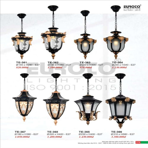 Đèn thả Euroto TE-361, TE-362, TE-363, TE-364, TE-365, TE-366, TE-367, TE-368
