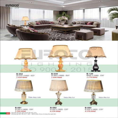 Đèn bàn Euroto B-052, B-039, B-081, B-082, B-083, B-129
