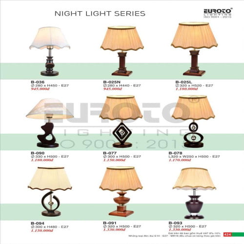 Đèn bàn Euroto B-036, B-025N, B-025L, B-090, B-077, B-078, B-091, B-092, B-093