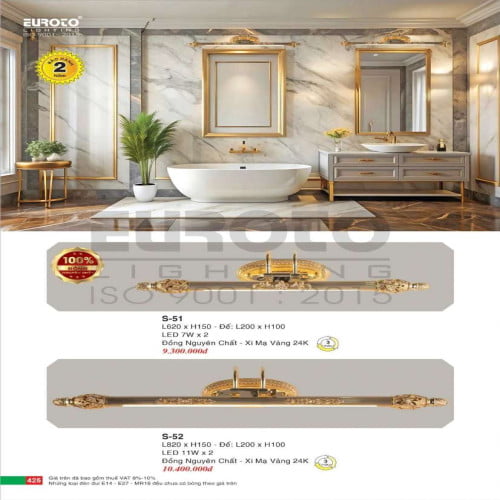 Đèn soi gương đồng nguyên chất Euroto S-51, S-52