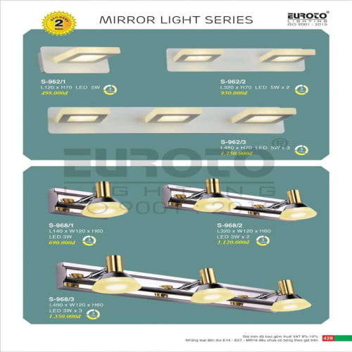 Đèn soi gương Euroto S-962/1, S-962/2, S-962/3, S-968/1, S-968/2, S-968/3
