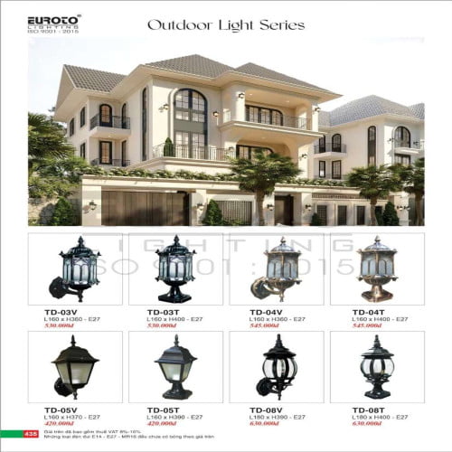 Đèn trụ Euroto TD-03V, TD-03T, TD-04V, TD-04T, TD-05V, TD-05T, TD-08V, TD-08T