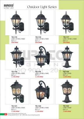 Đèn trụ Euroto TD-115, TD-116, TD-117, TD-118, TD-119, TD-120, TD-121, TD-122, TD-123