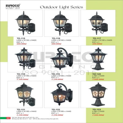 Đèn trụ Euroto TD-115, TD-116, TD-117, TD-118, TD-119, TD-120, TD-121, TD-122, TD-123