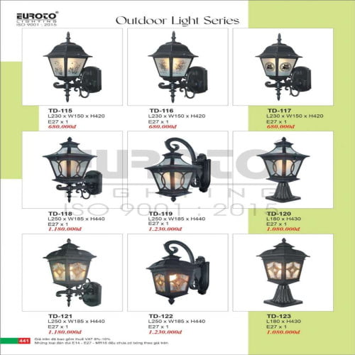 Đèn trụ Euroto TD-115, TD-116, TD-117, TD-118, TD-119, TD-120, TD-121, TD-122, TD-123