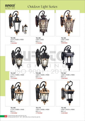Đèn trụ Euroto TD-158, TD-159, TD-160, TD-167, TD-168, TD-169, TD-170, TD-181, TD-182