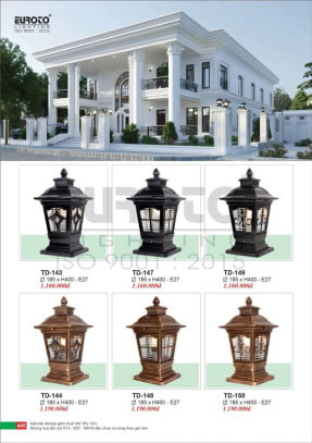 Đèn trụ Euroto TD-143, TD-144, TD-147, TD-148, TD-149, TD-150