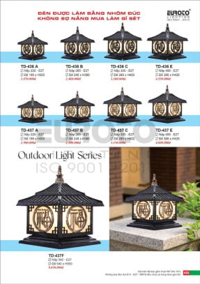 Đèn trụ Euroto TD-436 A, TD-436 B, TD-436 C, TD-436 E, TD-437 A, TD-437 B, TD-437 C, TD-437 E, TD-437 F