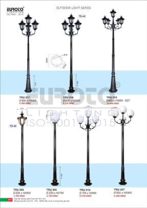 Đèn trụ Euroto Trụ 015, Trụ 017, Trụ 018, Trụ 002, Trụ 005, Trụ 012, Trụ 027