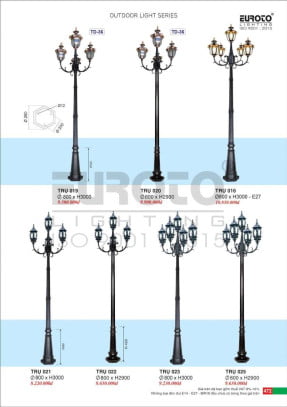 Đèn trụ Euroto Trụ 016, Trụ 019, Trụ 020, Trụ 021, Trụ 022, Trụ 023, Trụ 025
