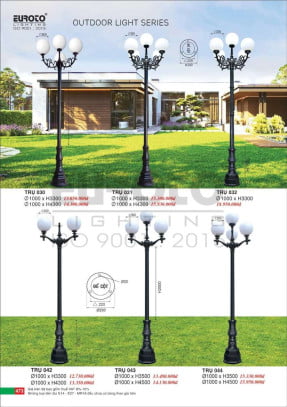 Đèn trụ Euroto Trụ 030, Trụ 031, Trụ 032, Trụ 042, Trụ 043, Trụ 044