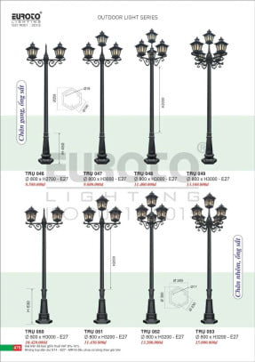 Đèn trụ Euroto Trụ 046, Trụ 047, Trụ 048, Trụ 049, Trụ 050, Trụ 051, Trụ 052, Trụ 053