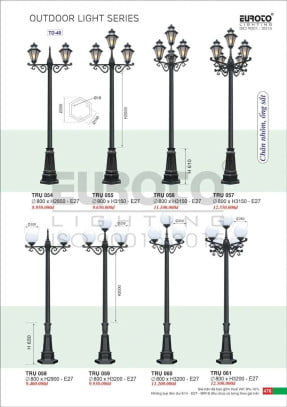 Đèn trụ Euroto Trụ 054, Trụ 055, Trụ 056, Trụ 057, Trụ 058, Trụ 059, Trụ 060, Trụ 061