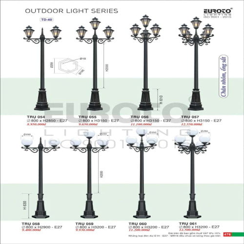 Đèn trụ Euroto Trụ 054, Trụ 055, Trụ 056, Trụ 057, Trụ 058, Trụ 059, Trụ 060, Trụ 061