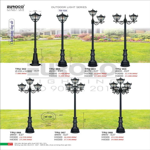 Đèn trụ Euroto Trụ 062, Trụ 063, Trụ 064, Trụ 065, Trụ 066, Trụ 067, Trụ 068