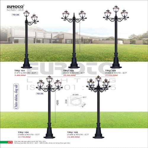 Đèn trụ Euroto Trụ 101, Trụ 102, Trụ 103, Trụ 104, Trụ 105