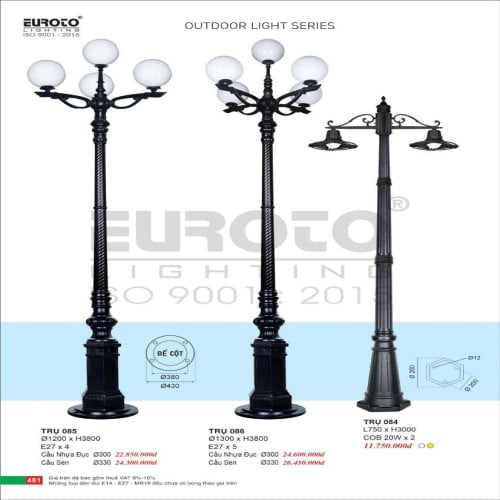 Đèn trụ Euroto Trụ 084, Trụ 085, Trụ 086