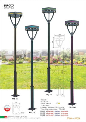 Đèn trụ Euroto Trụ 131, Trụ 132, Trụ 133, Trụ 134