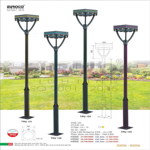 Đèn trụ Euroto Trụ 131, Trụ 132, Trụ 133, Trụ 134