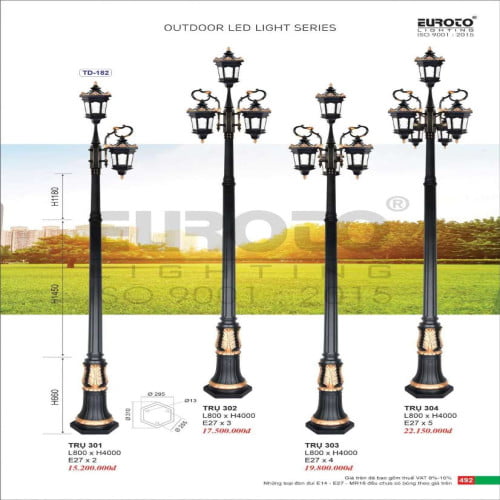 Đèn trụ Euroto Trụ 301, Trụ 302, Trụ 303, Trụ 304
