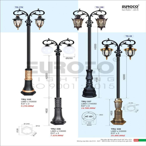 Đèn trụ Euroto Trụ 335, Trụ 336, Trụ 337, Trụ 338