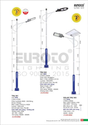 Đèn trụ Euroto Trụ 361, Trụ 362, Slolar Trụ 363