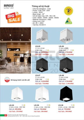 Đèn lon nổi ốp trần Euroto LN-45, LN-46, LN-47, LN-48, LN-35, LN-36, LN-38