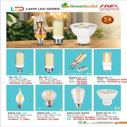 Hufa BÓNG ĐÈN LED BL, G4, G9, G45, C35, ST64, GU 10