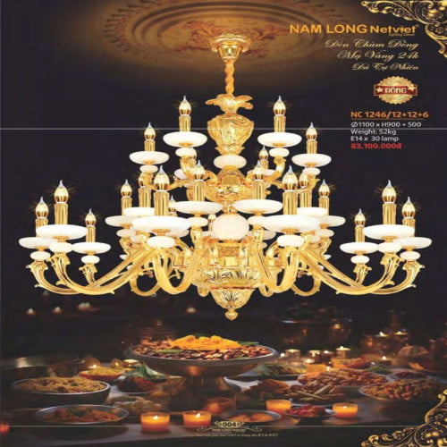 Đèn chùm đồng Nam Long Netviet NC 1246/12+12+6