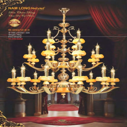 Đèn chùm đồng Nam Long Netviet NC 6053/12+8+4