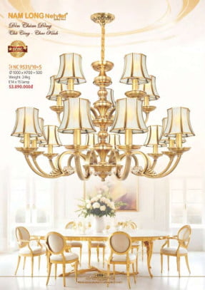 Đèn chùm đồng Nam Long Netviet NC 9531/10+5