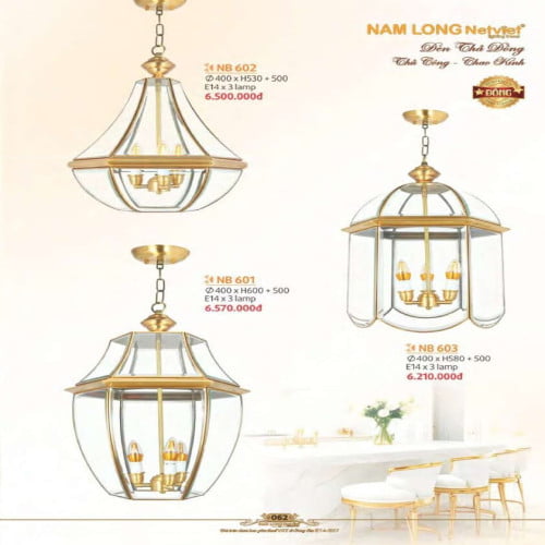 Đèn thả đồng Nam Long Netviet NB 602, NB 601, NB 603