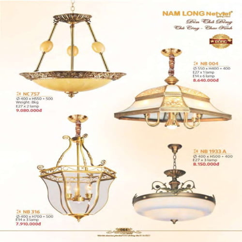 Đèn thả đồng Nam Long Netviet NC 757, NB 004, NB 1933A, NB 316