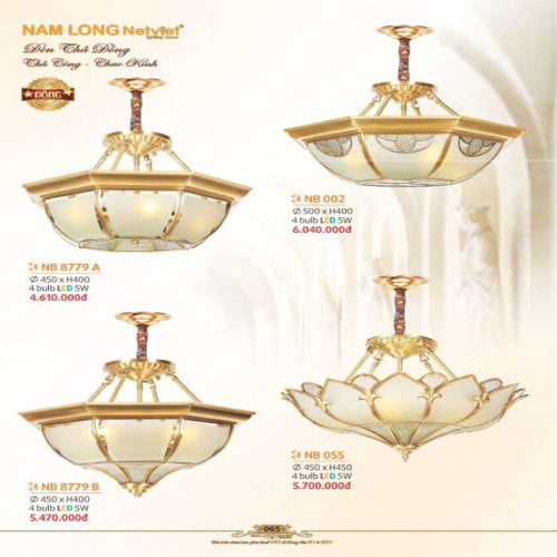 Đèn thả đồng Nam Long Netviet NB 002, NB 055, NB 8779A, NB 8779B