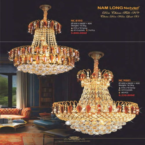 Đèn chùm Nam Long Netviet NC 8193, NC 9881