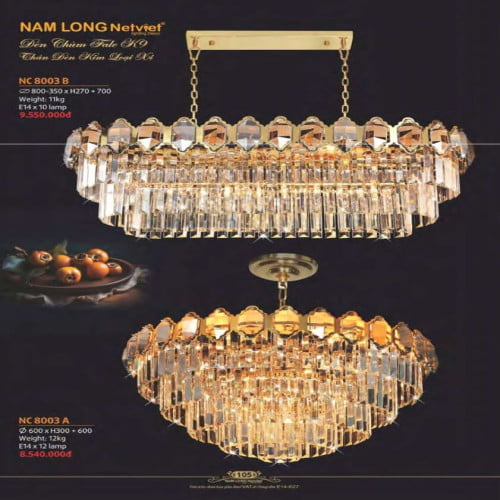 Đèn chùm Nam Long Netviet NC 8003B, NC 8003A