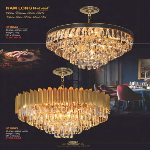 Đèn chùm Nam Long Netviet NC 8066, NC 8005