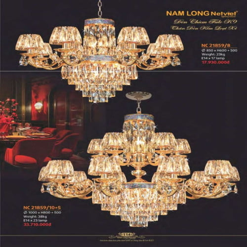 Đèn chùm Nam Long Netviet NC 21859/8, NC 21859/10+5