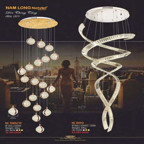 Đèn chùm Nam Long Netviet NC 1080/19, NC 8090