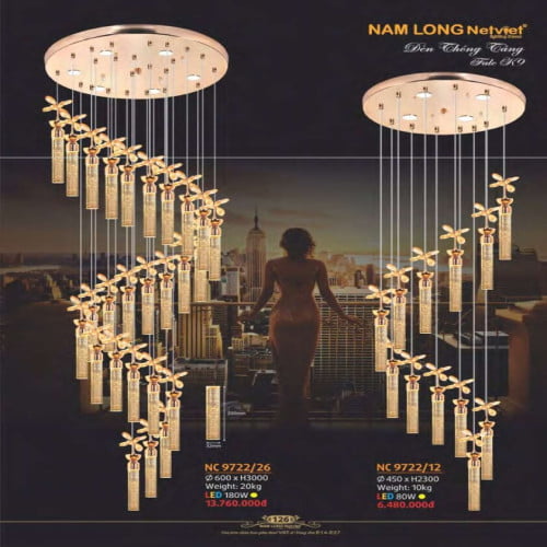 Đèn chùm Nam Long Netviet NC 9722/26, NC 9722/12