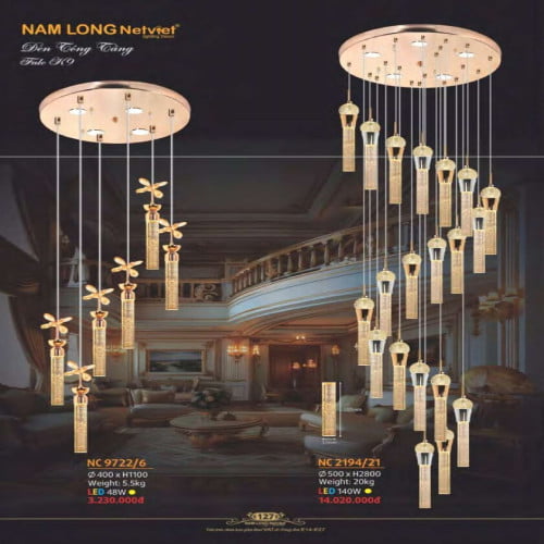 Đèn chùm Nam Long Netviet NC 9722/6, NC 2194/21