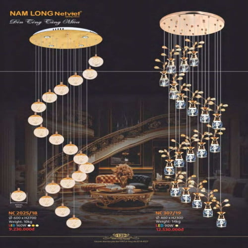 Đèn chùm Nam Long Netviet NC 2025/18, NC 307/19