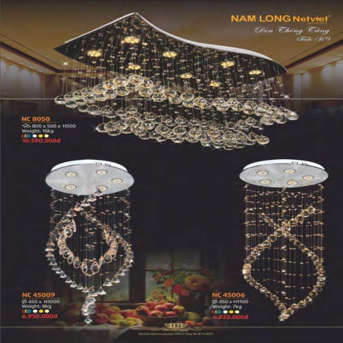 Đèn chùm Nam Long Netviet NC 8050, NC 45009, NC 45006
