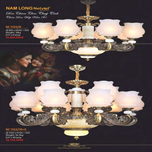 Đèn chùm Nam Long Netviet NC 1122/8, NC 1122/10+5