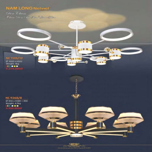 Đèn chùm Nam Long Netviet NC 1145/12, NC 9268/8
