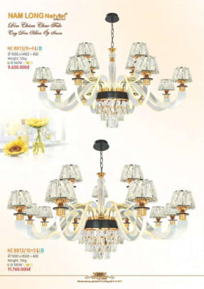Đèn chùm Nam Long Netviet NC 8813/8+4, NC 8813/10+5